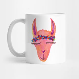 Cute Watercolor Llama with a Flower Crown Mug